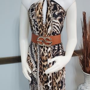 Animal print maxi dress with side pockets